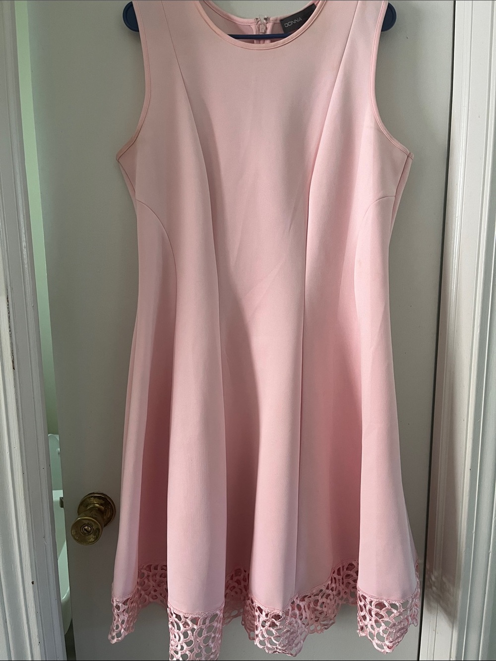 Sleeveless Pink A-Line Dress with Lace Hem